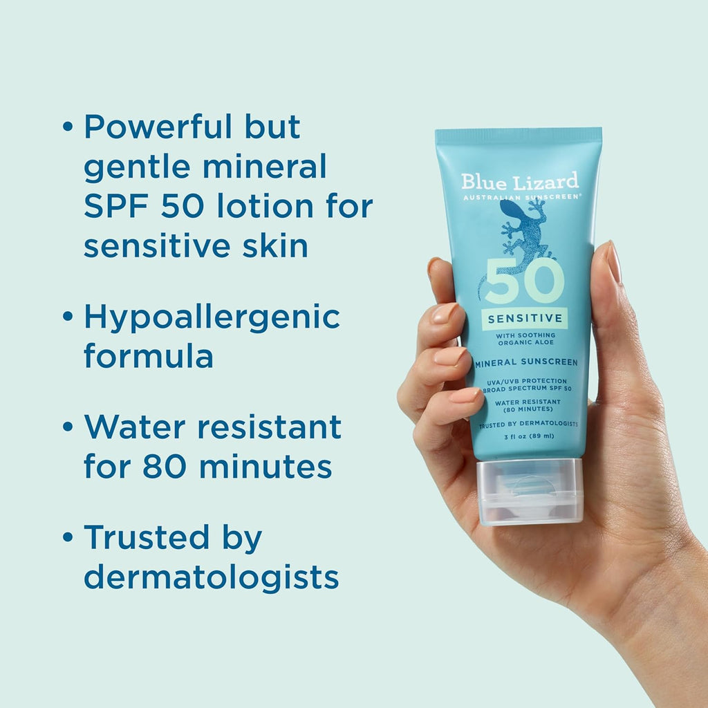 SENSITIVE Mineral Sunscreen with Zinc Oxide, SPF 50+, Water Resistant, UVA/UVB Protection with Smart Cap Technology - Fragrance Free, 3 Oz. Tube