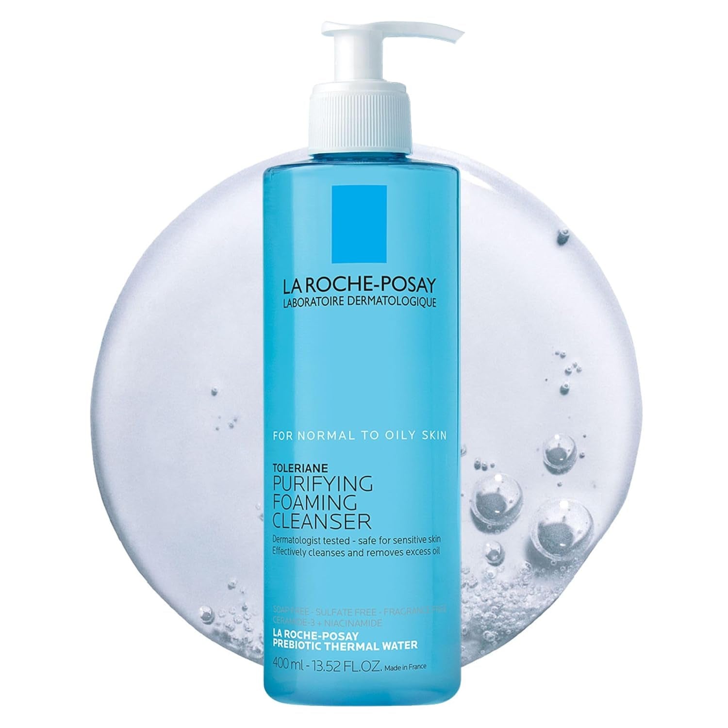 Toleriane Purifying Foaming Facial Cleanser, Oil Free Face Wash for Women & Men with Niacinamide + Ceramides, Pore Cleanser Safe for Sensitive Skin, Won’T Dry Out Skin, Soap Free