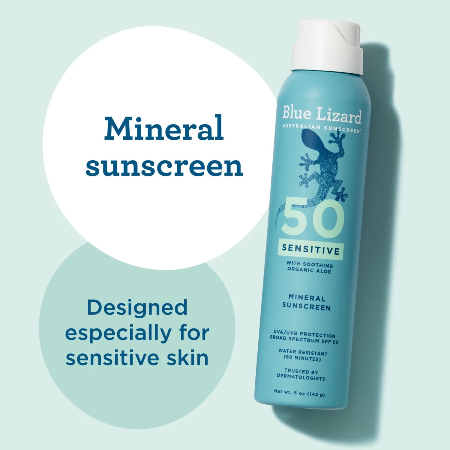Sensitive Mineral SPF 50 Spray, Zinc Oxide, 5 Oz