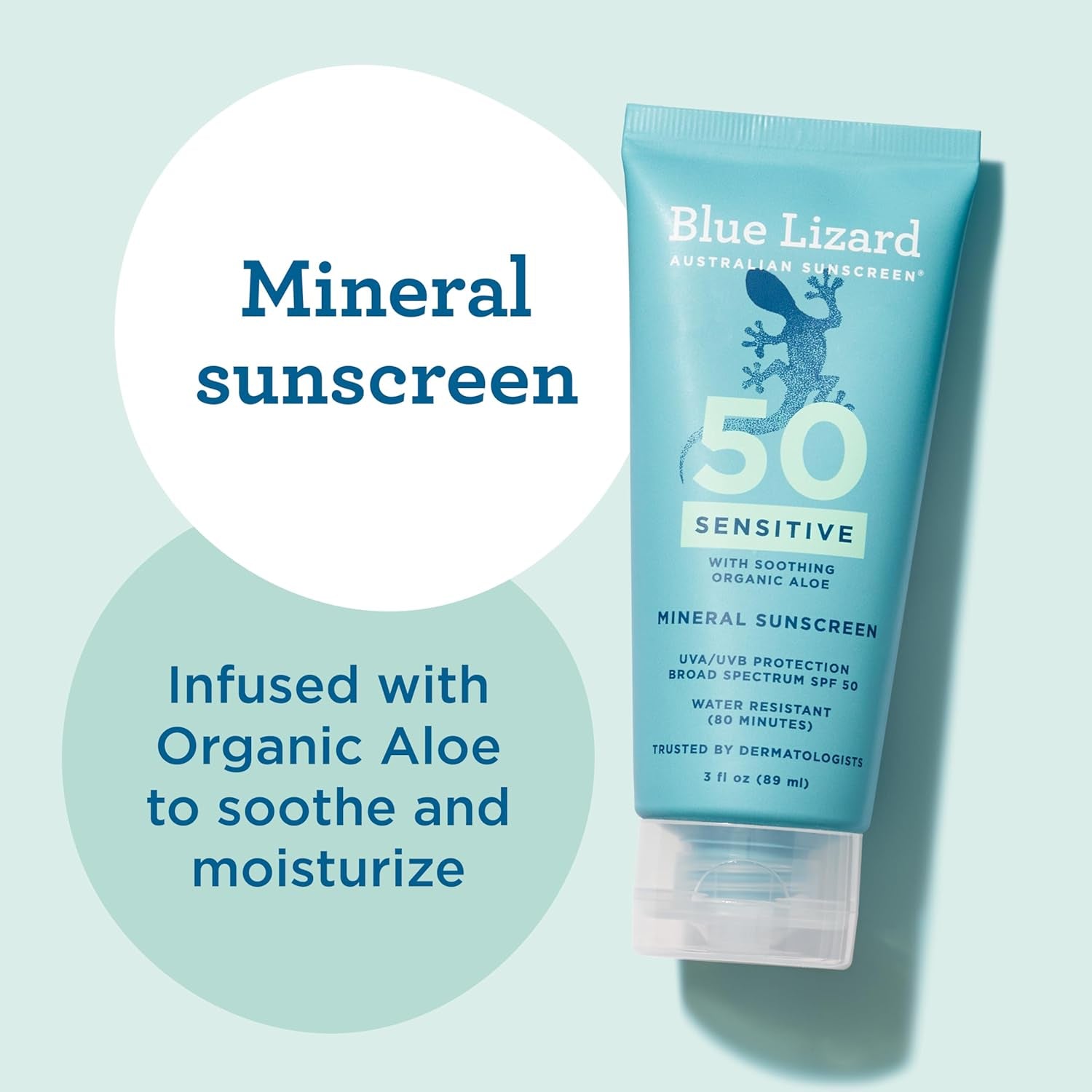 SENSITIVE Mineral Sunscreen with Zinc Oxide, SPF 50+, Water Resistant, UVA/UVB Protection with Smart Cap Technology - Fragrance Free, 3 Oz. Tube