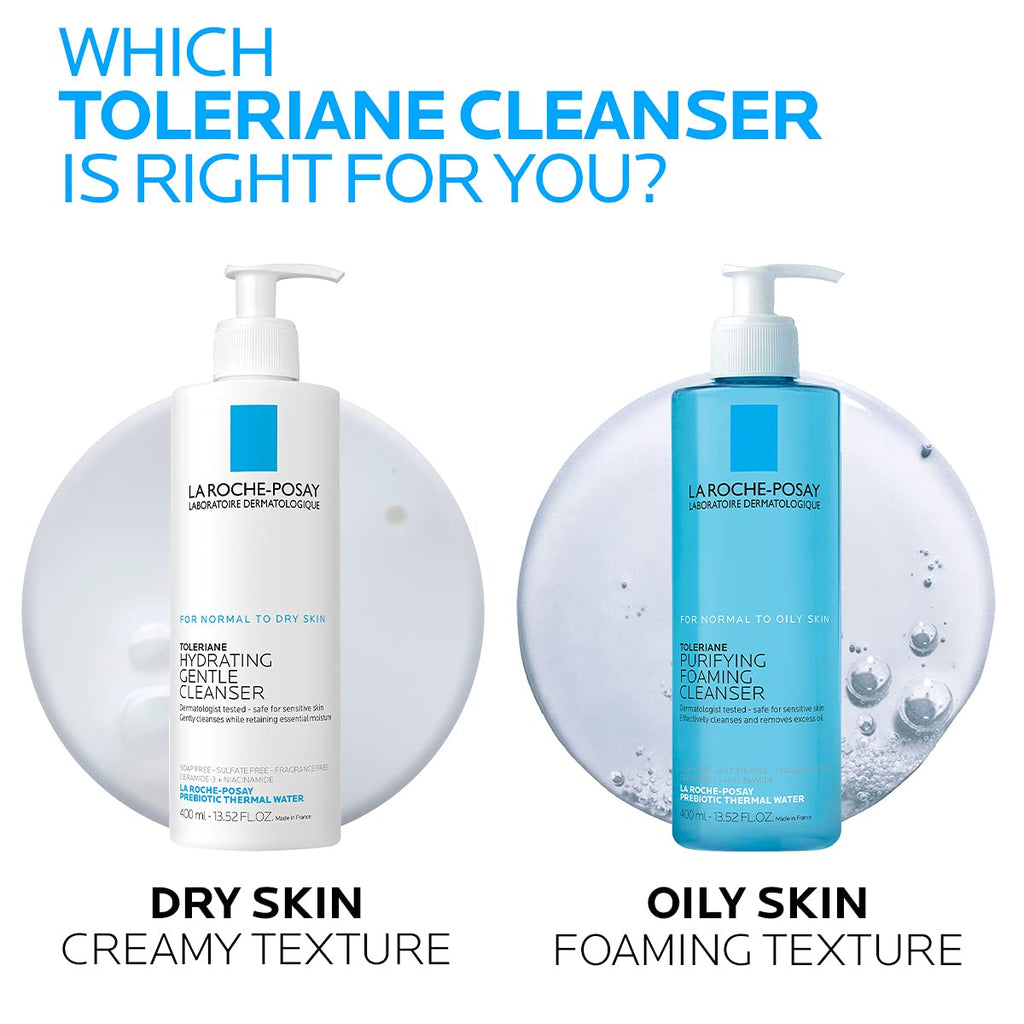 Toleriane Purifying Foaming Facial Cleanser, Oil Free Face Wash for Women & Men with Niacinamide + Ceramides, Pore Cleanser Safe for Sensitive Skin, Won’T Dry Out Skin, Soap Free